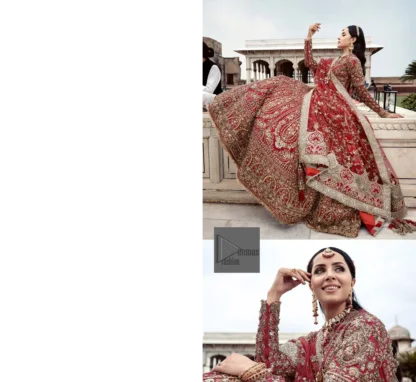 Make your day bright and bold! DeemasFashion presents a beautiful red outfit which involves silver embroidery and is covered with tilla, dabka, kora, Kundan and the beautiful details of Zardozi. The full sleeves are covered with attractive floral patterns. Further, the jewel neckline gives a romantic touch to this beautiful outfit. The?Bridal Lehenga?has a massive flare and it gives the gorgeous bride a breathtaking look on the big day.?The Lehenga is gracefully emblazoned with?sequins, crystals, and Resham. Intricate details of zardozi and gota make this Lehenga Dress an epitome of grace. A beautiful dupatta with floral patterns & beautiful embellished border completes the look.