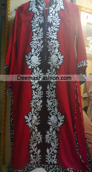 Pakistani Designer Dress - Red Black Casual Wear