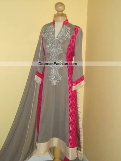 pink and grey frock