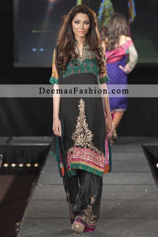 Black Casual Wear Embroidered Dress