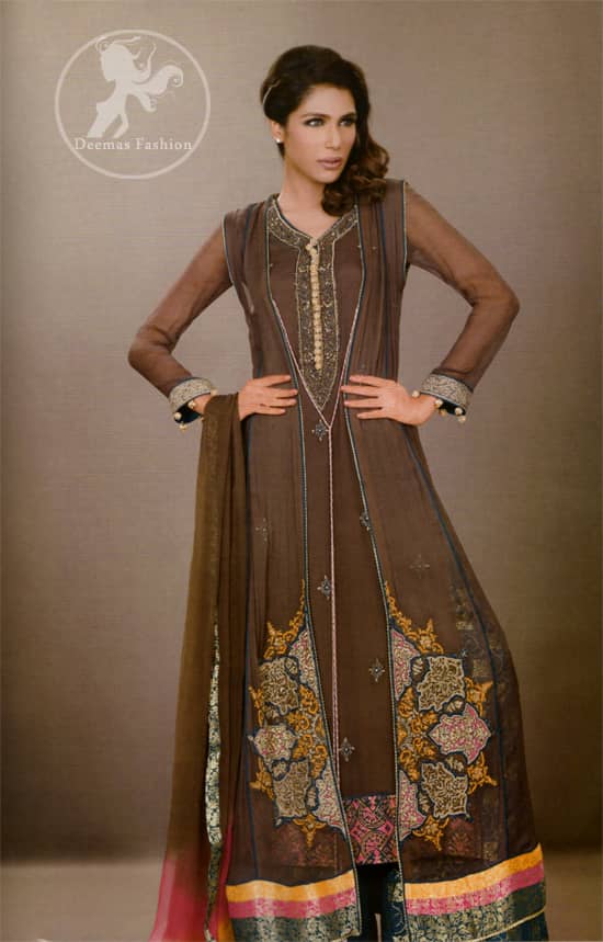 dark brown gown