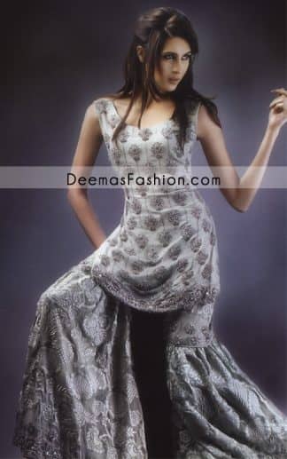 Designers Bridal Dress - Silver Grey Gharara