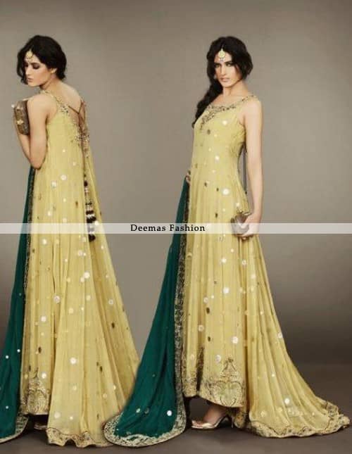 mehndi dress green and yellow