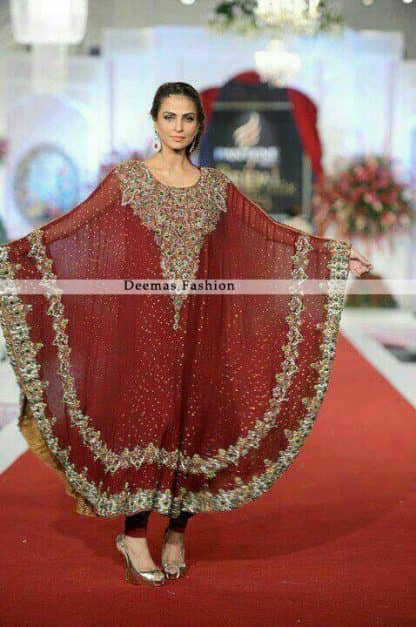 Latest Pakistani Deep Red Designer Dress 2013