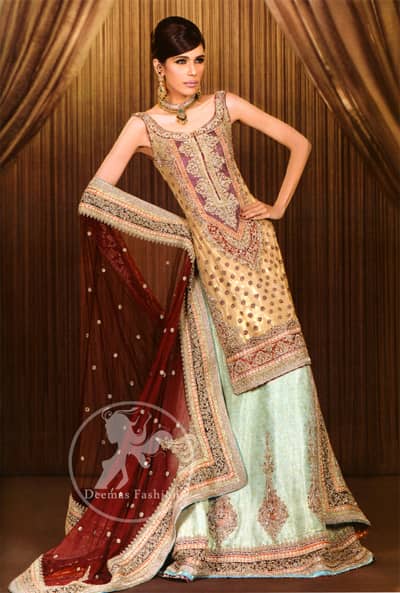 Light Gold Pistachio Green - Deep Red Lehnga - Latest Designer Dresses ...