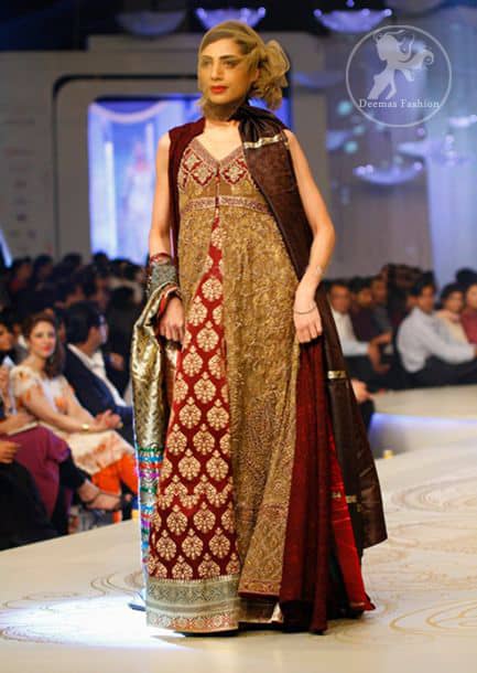 Maroon Heavy Formal Front Open Gown with Inner Shirt