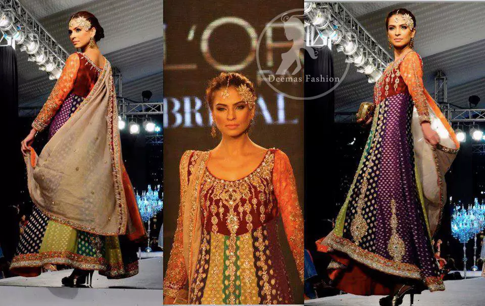 Multi Panel Embroidered Frock And Churidar