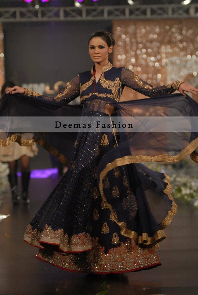 navy blue pakistani bridal dresses