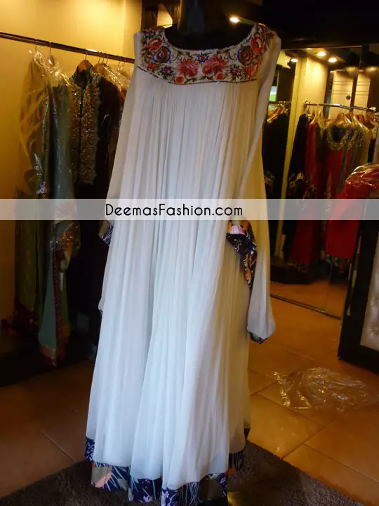  Pakistani Designer Wear Collection White Gown