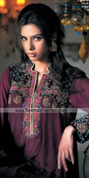 Pakistani Ladies Fashion Clothes – Deep Purple designer kurta Collection