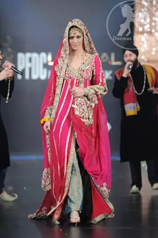 Shocking Pink Bridal Wear Anarkali Pishwas Dress