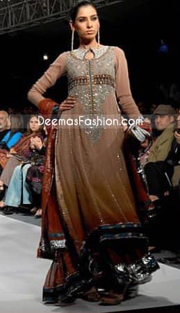 Pakistani Fashion Choclate Brown Anarkali Designers Outfit