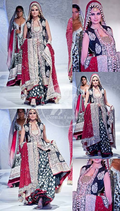 Front Open Long Barat Shirt Banarsi Lehnga and Heavy Dupatta