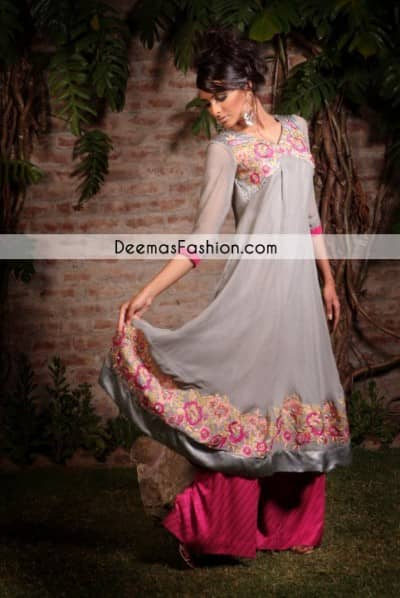 pink and grey frock