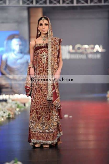 Latest Deep Red Bridal Wear Gown