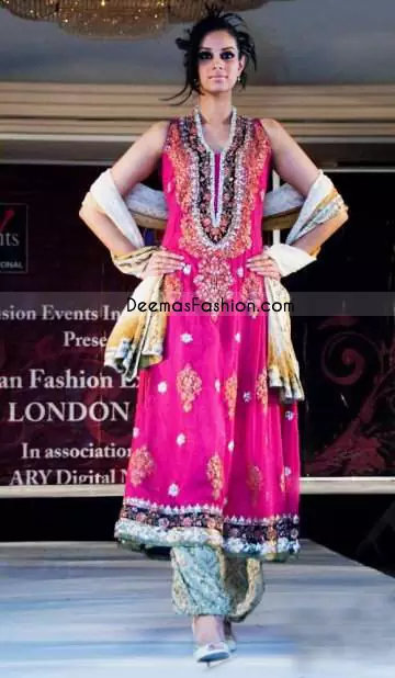 Shocking pink outlet pakistani dresses