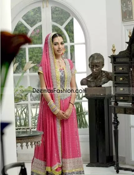 Ladies Wear Pink Anarkari Embroidered Outfit Churidar
