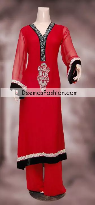  Red Black Casual Wear Designer Dress