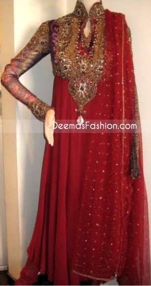 red frock dress pakistani