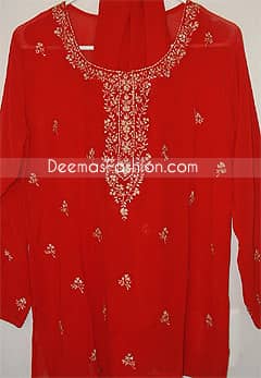 Red Georgette Pakistani Shalwar Kameez Dress